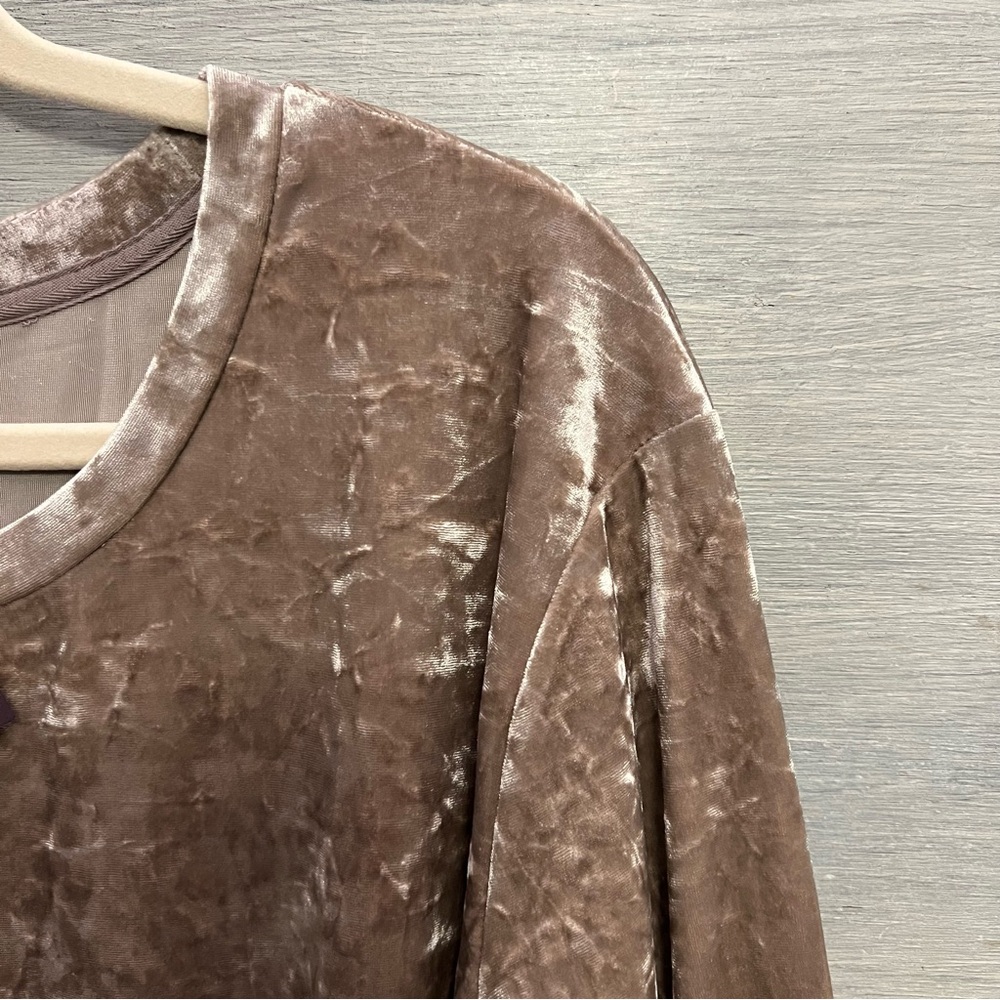 AVA &‎ VIV Champagne Crushed Velvet Scoop Neck Cropped Pullover Top 1X NWT - Picture 3 of 7